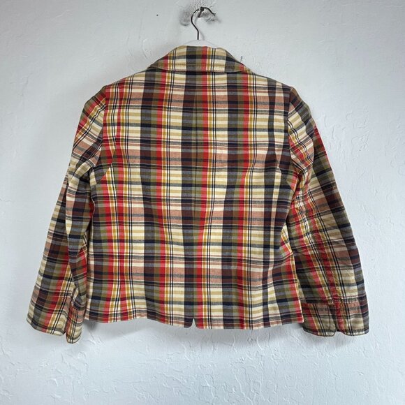 J.Crew Womens Plaid Button-Front Cropped Jacket Peter Pan Collar Lightweight - Picture 2 of 8